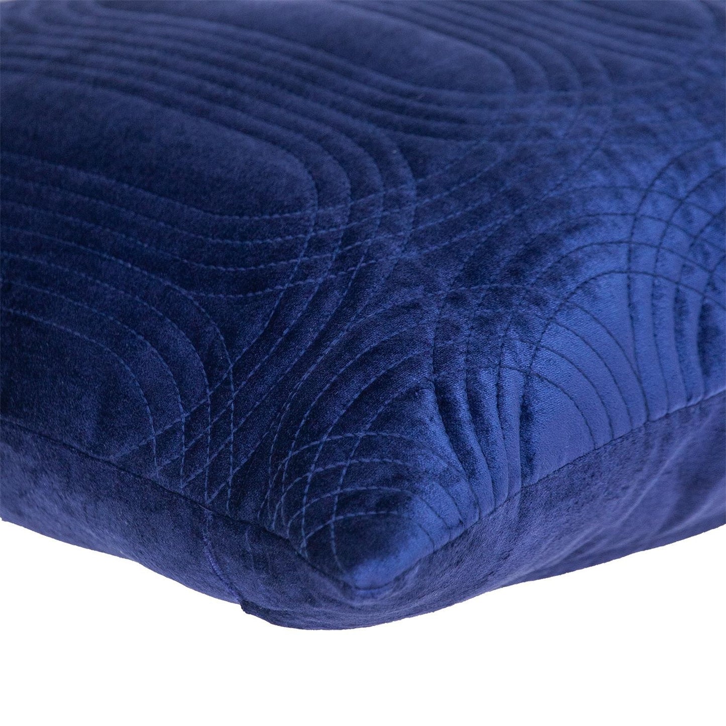 Quilted Velvet Blue Square Throw Pillow