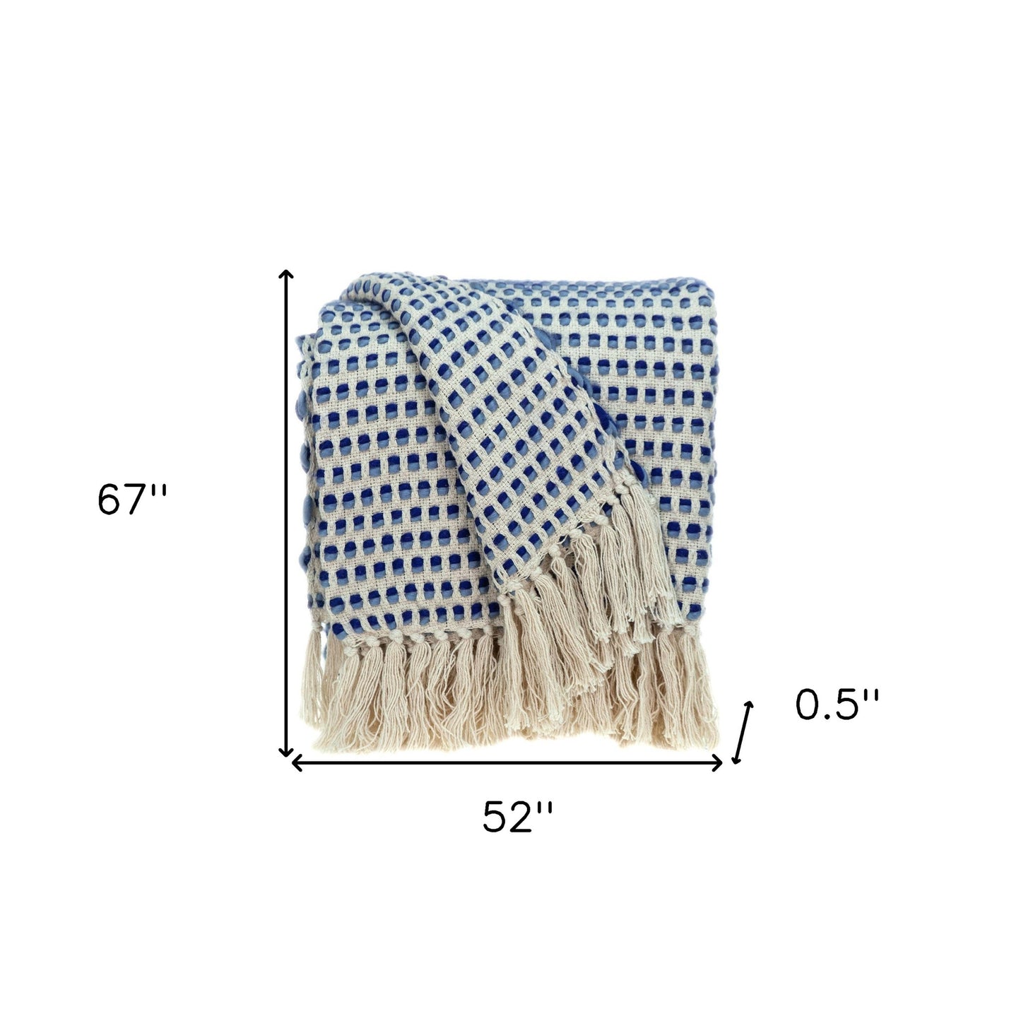 Noble Blue and Biege Striped Handloomed Throw Blanket