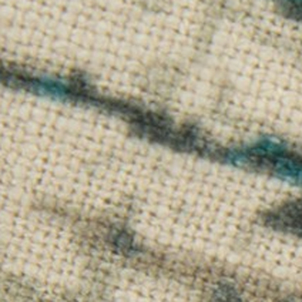 Teal Natural Abstract Tasseled Throw Pillow
