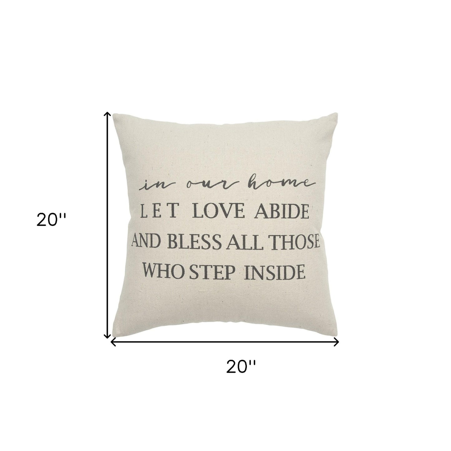 Gray Taupe Canvas Let Love Abide Throw Pillow