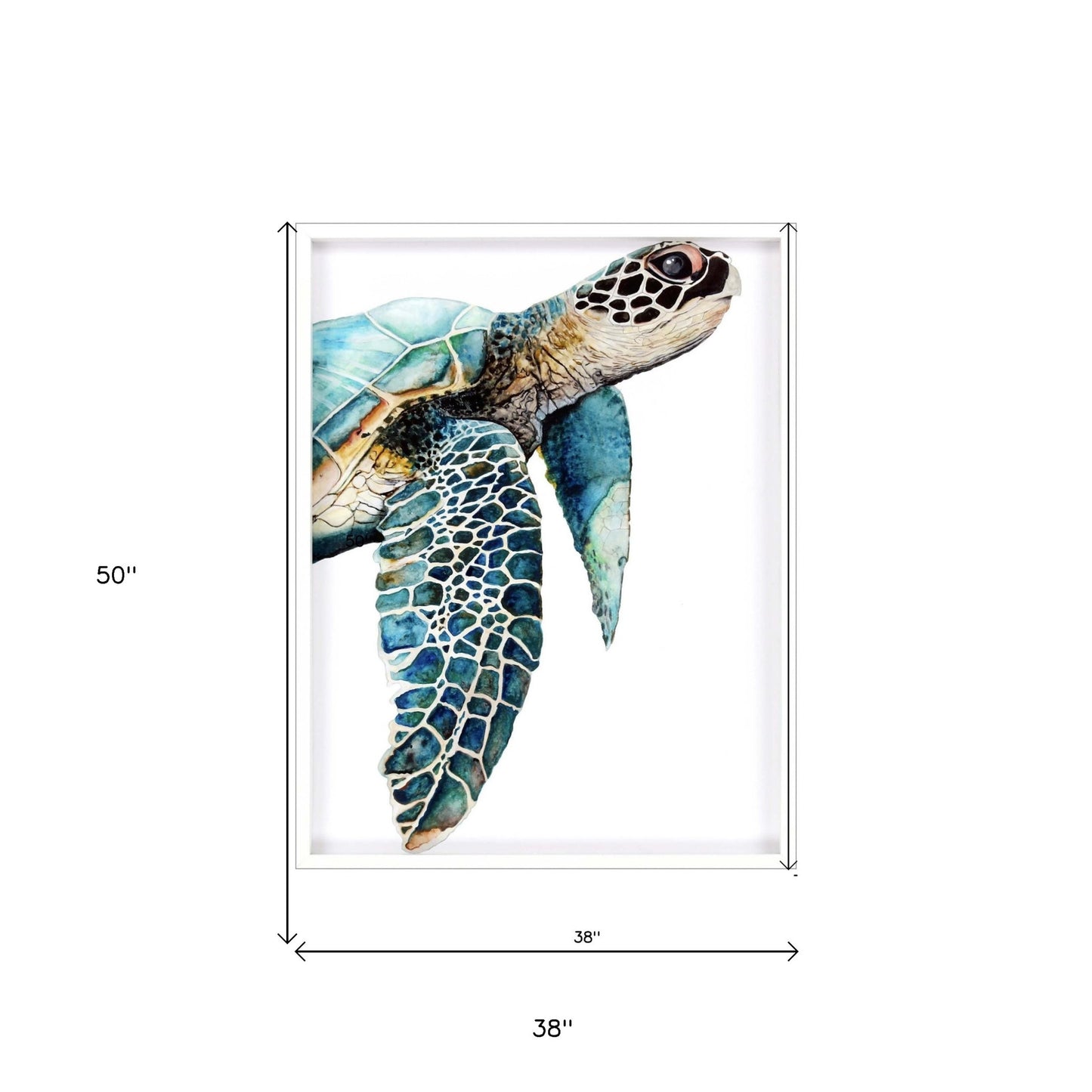 Great Sea Turtle White Print Shadowbox Framed Wall Art