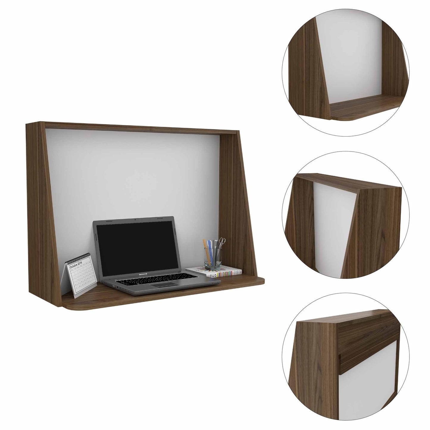 Contempo Mahogany and White Wall Desk