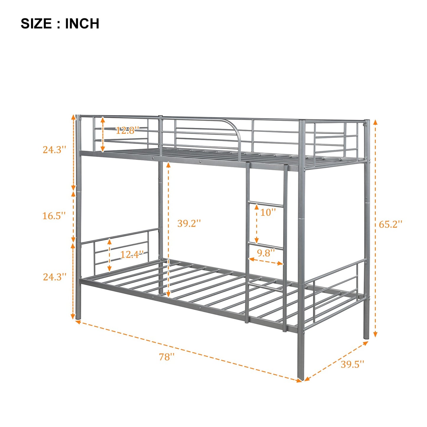 Silver Twin Over Twin Separable Bunk Bed