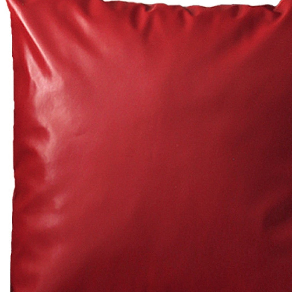 Set Of Two 17" X 17" Red Faux Leather Zippered Pillow Cover