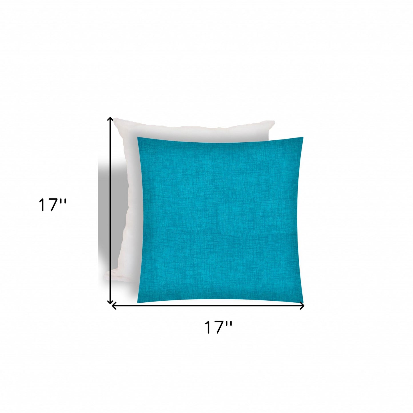 17" X 17" Aqua Blue Zippered Solid Color Throw Indoor Outdoor Pillow