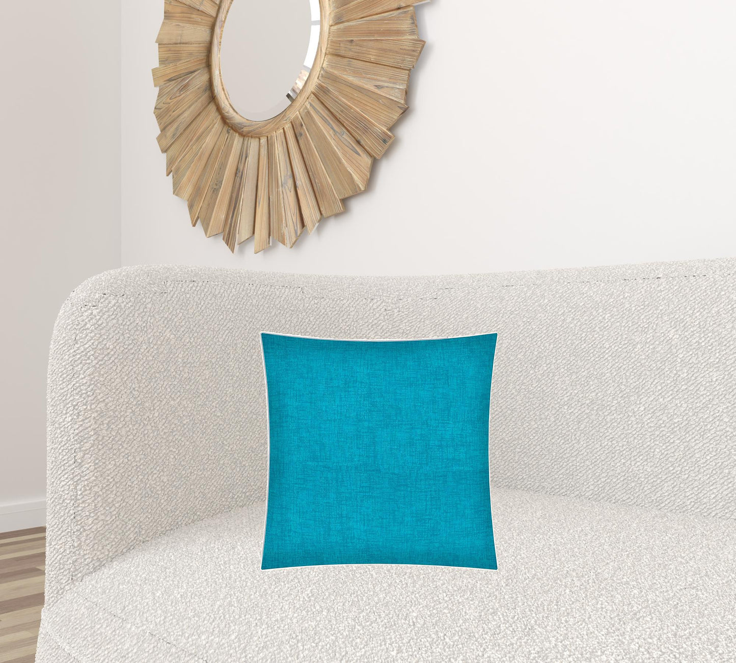 17" X 17" Aqua Blue Zippered Solid Color Throw Indoor Outdoor Pillow
