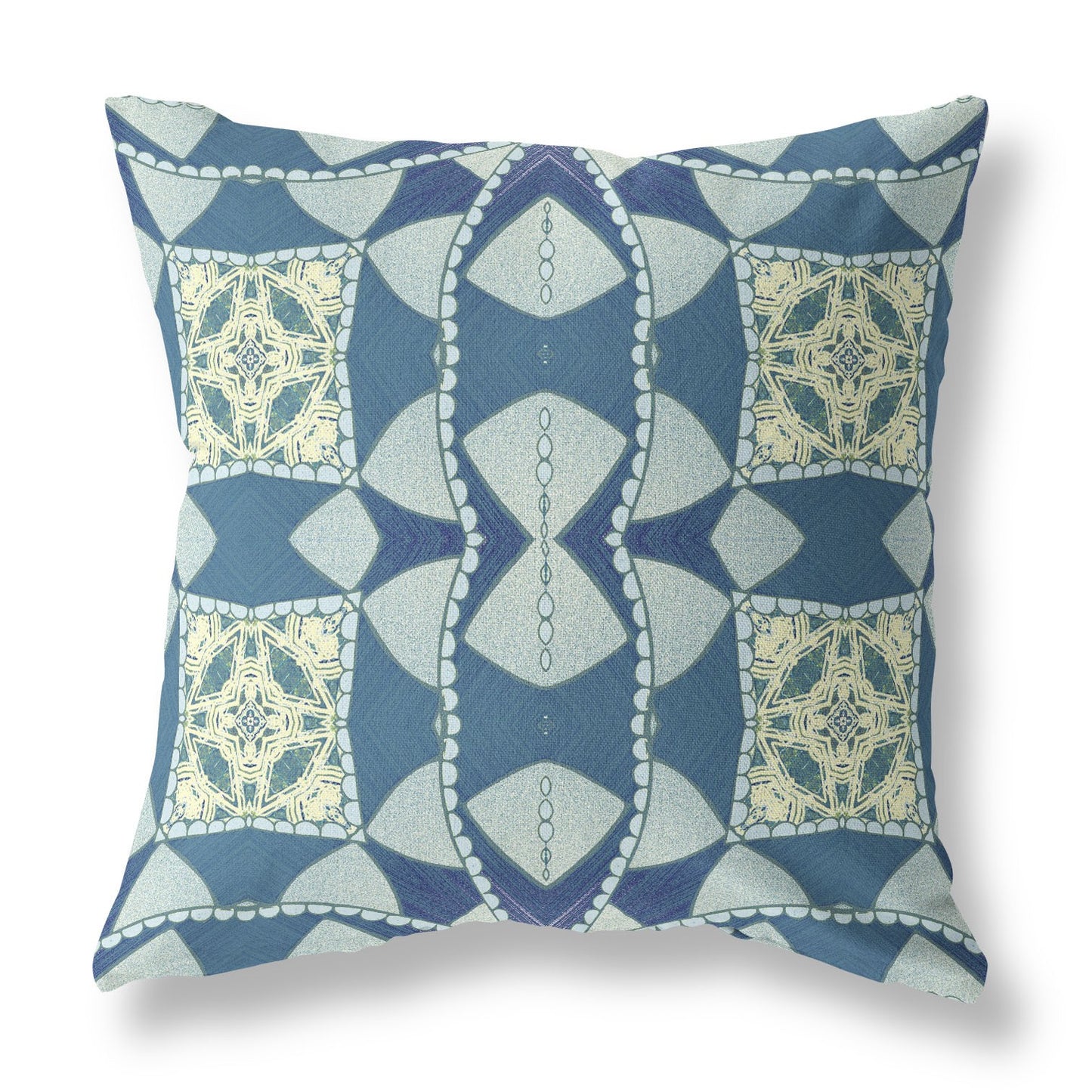 18" Blue Cream Cosmic Circle Boho Suede Throw Pillow