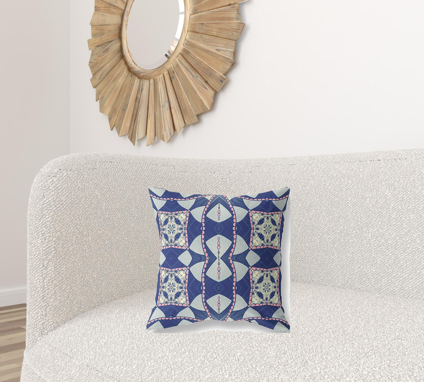 18" Indigo Pink Cosmic Circle Boho Suede Throw Pillow