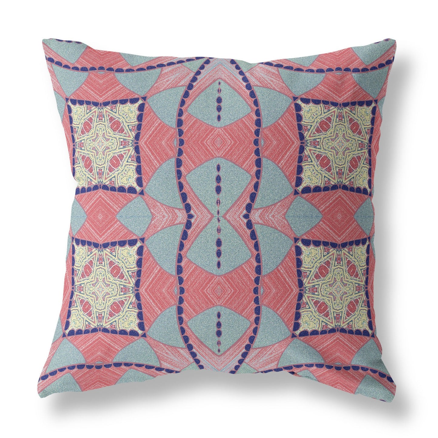 18" Red Blue Cosmic Circle Boho Suede Throw Pillow