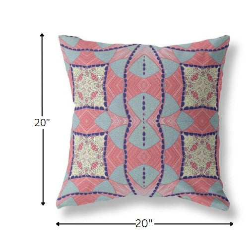 18" Red Blue Cosmic Circle Boho Suede Throw Pillow