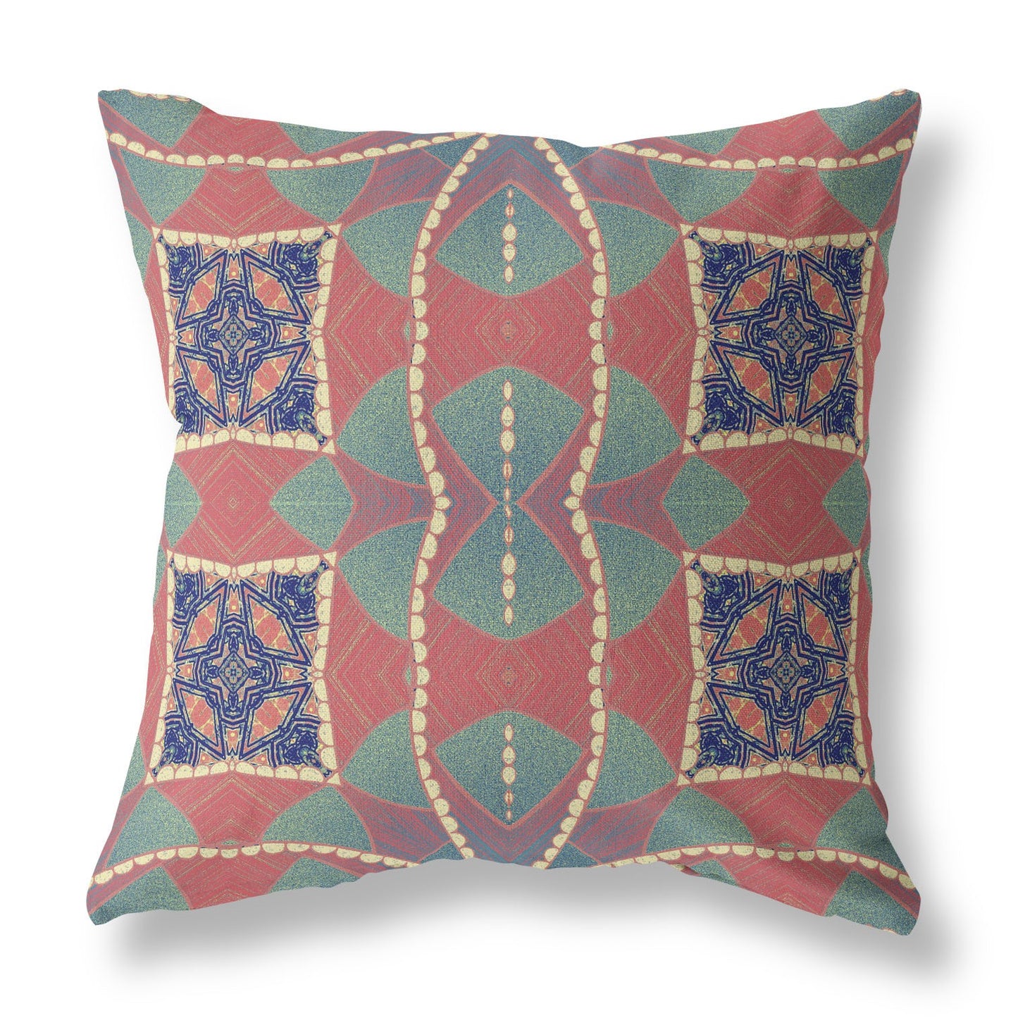 16" Red Green Cosmic Circle Boho Suede Throw Pillow