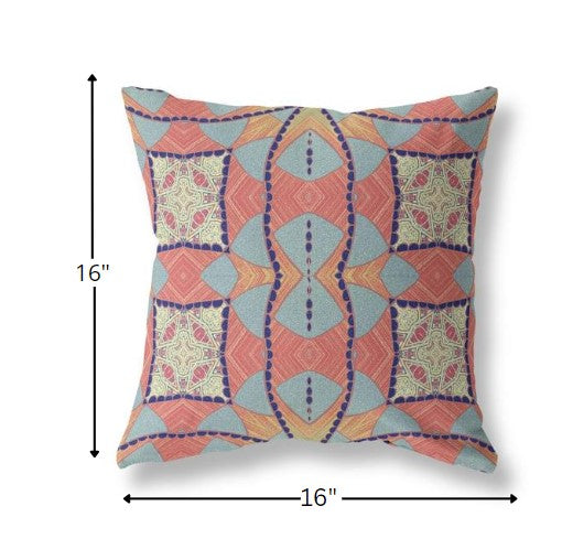 16" Red Indigo Cosmic Circle Boho Suede Throw Pillow