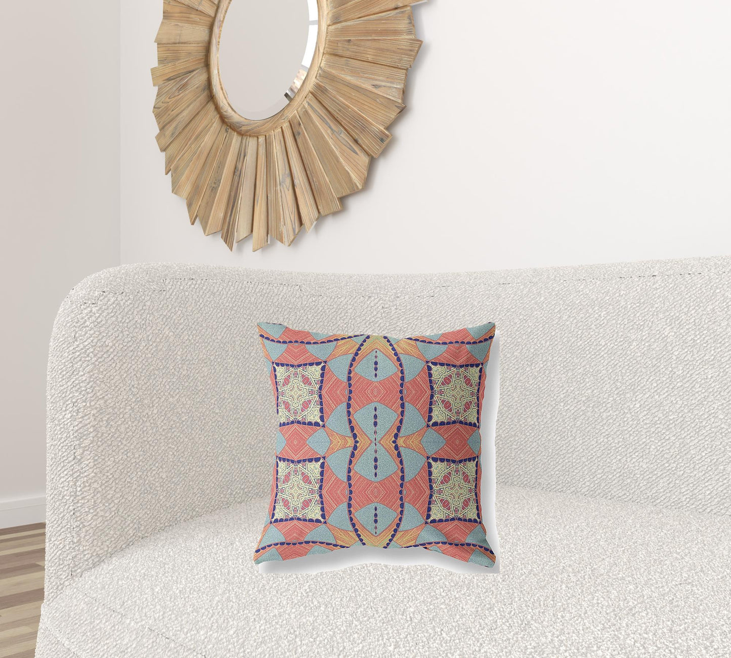 18" Red Indigo Cosmic Circle Boho Suede Throw Pillow