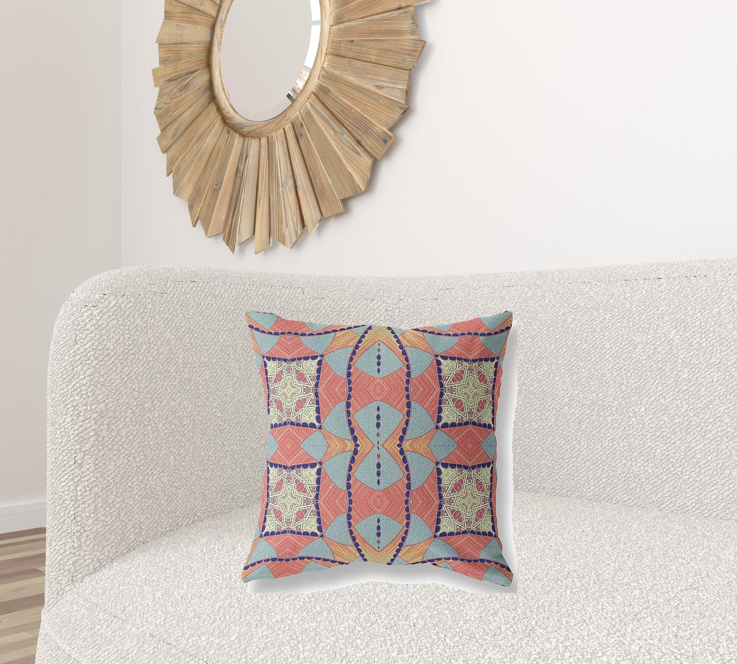18" Red Indigo Cosmic Circle Boho Suede Throw Pillow