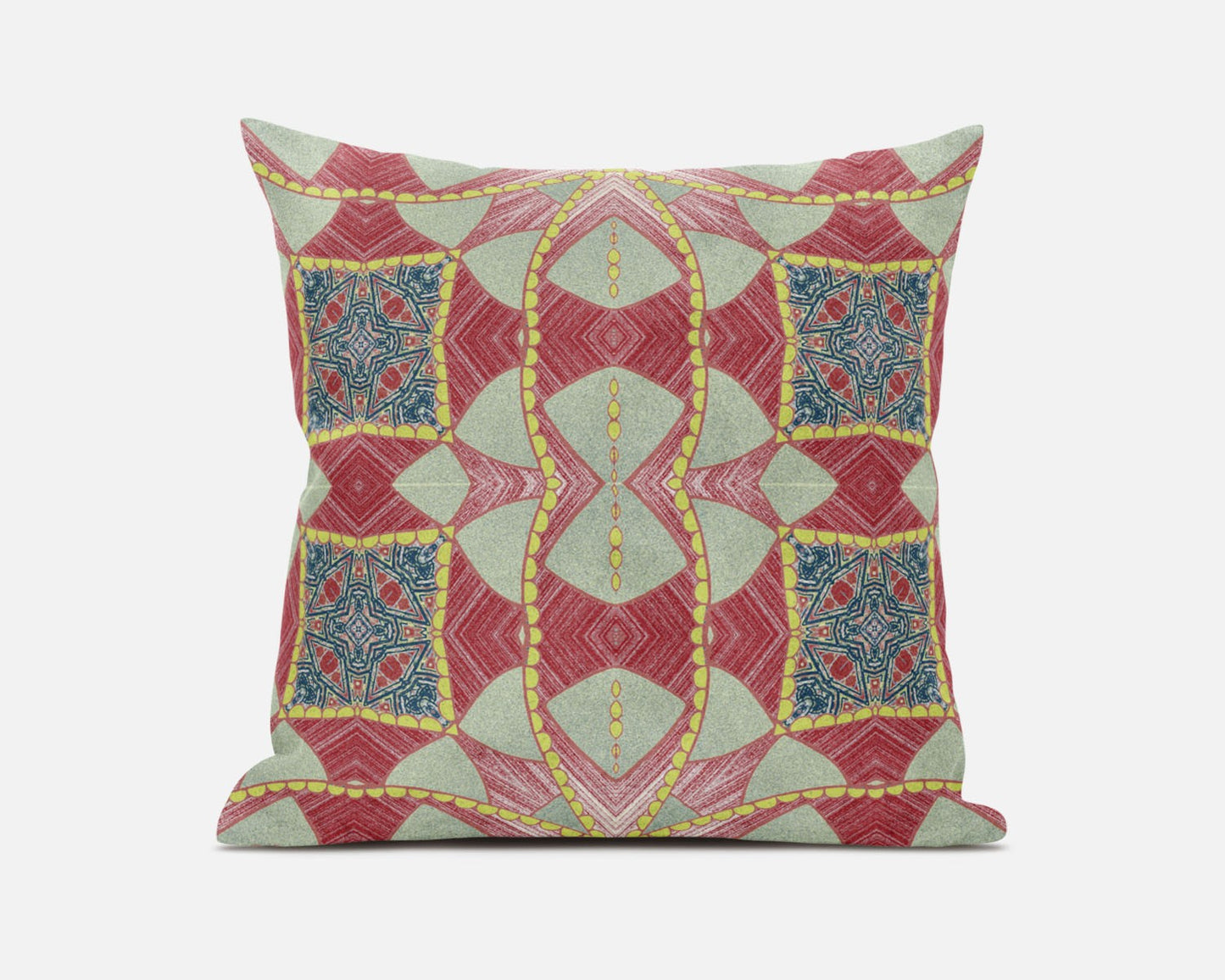 18" Red Yellow Cosmic Circle Boho Suede Throw Pillow