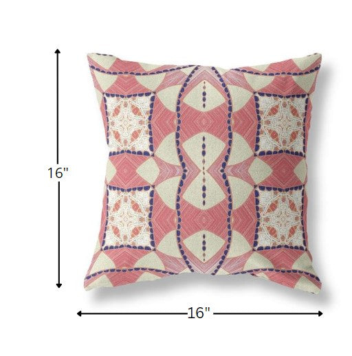 16" Red White Cosmic Circle Boho Suede Throw Pillow
