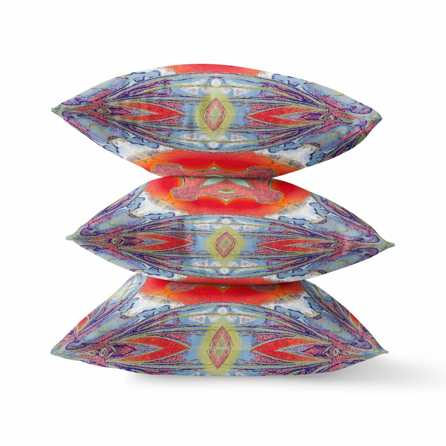18” Blue Orange Geo Tribal Suede Throw Pillow
