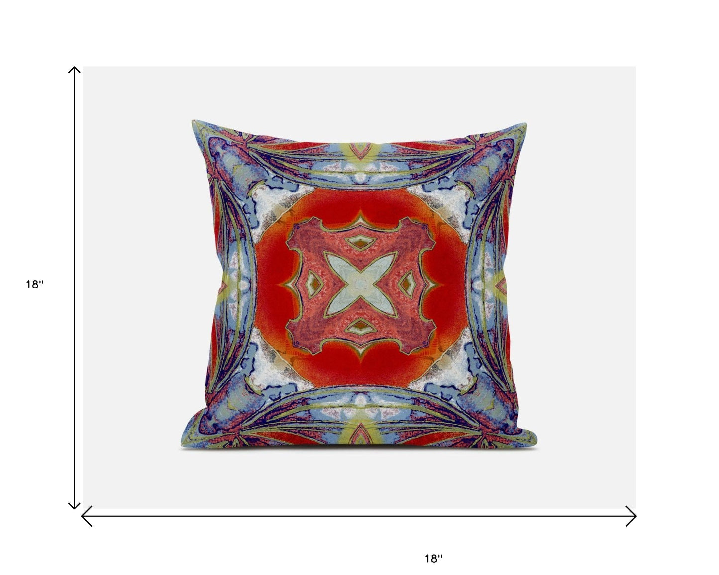 18” Blue Orange Geo Tribal Suede Throw Pillow