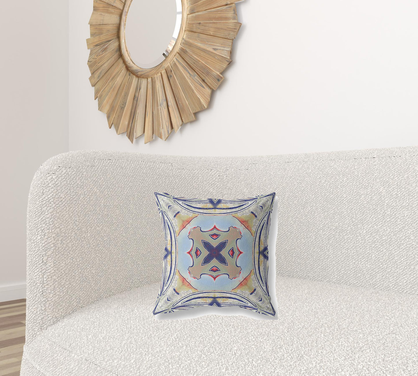 16” Navy Sage Geo Tribal Suede Throw Pillow