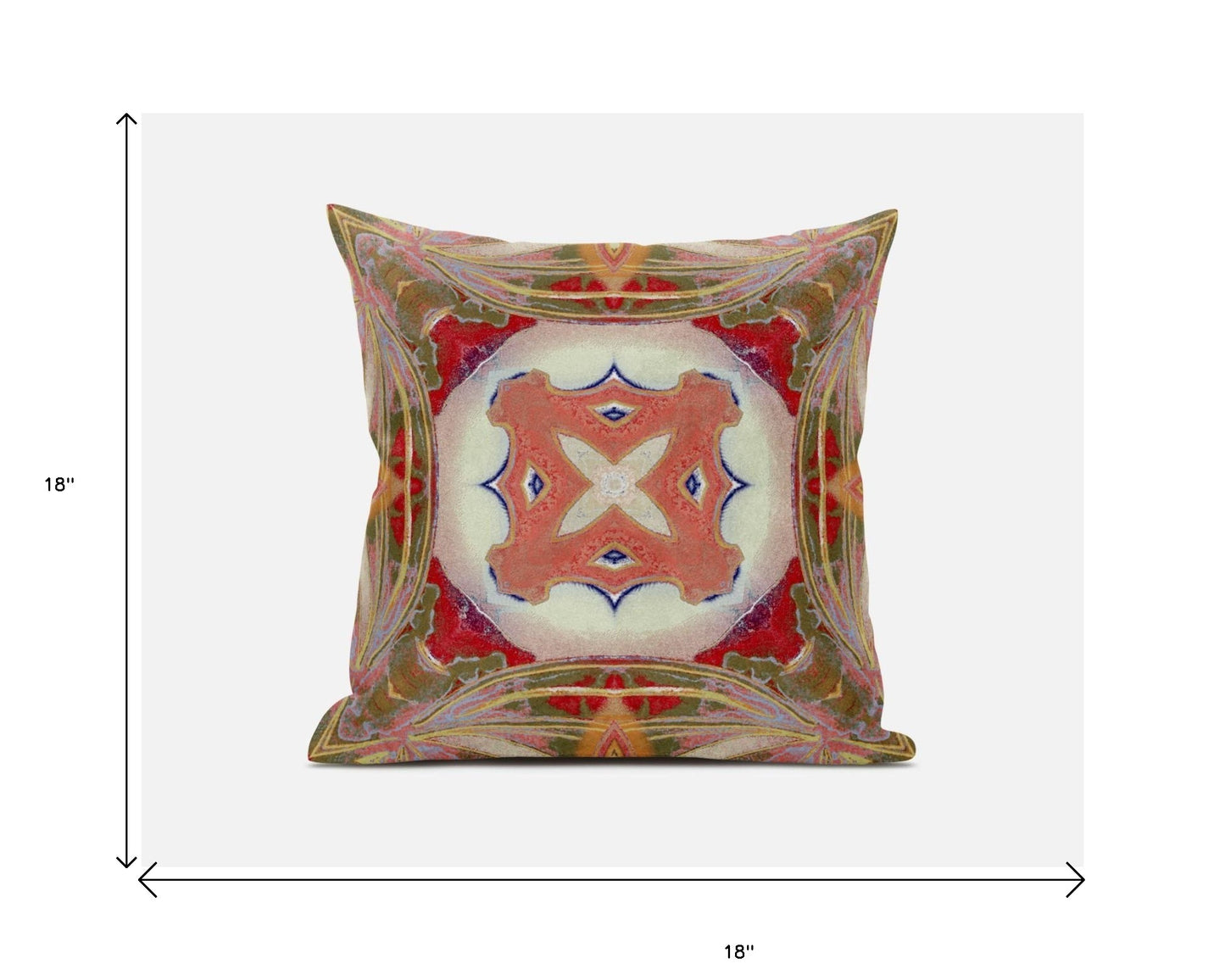 18” Peach Green Geo Tribal Suede Throw Pillow