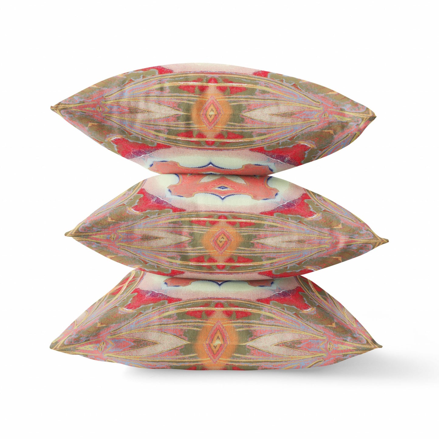 18” Peach Green Geo Tribal Suede Throw Pillow