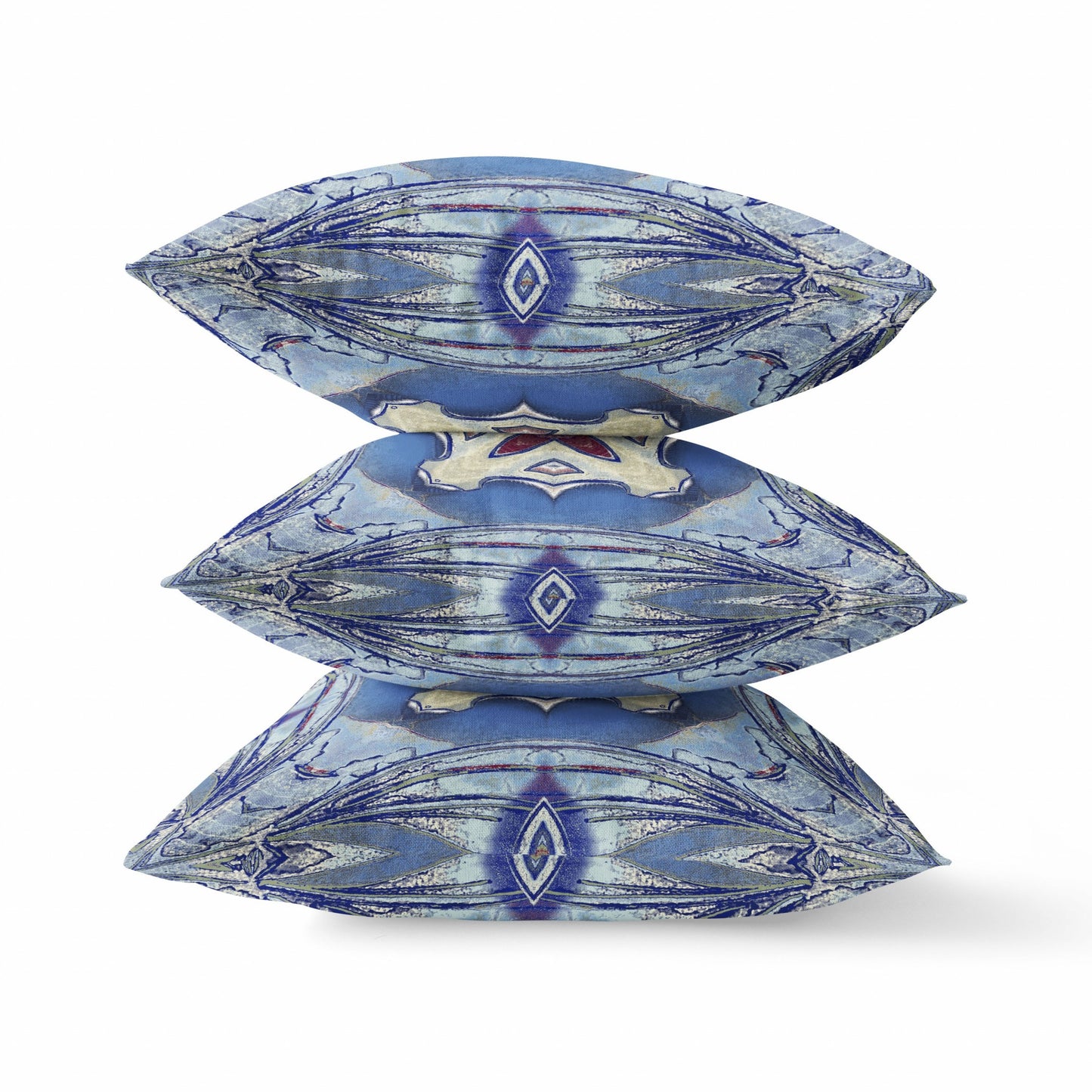 18” Blue Cream Geo Tribal Suede Throw Pillow