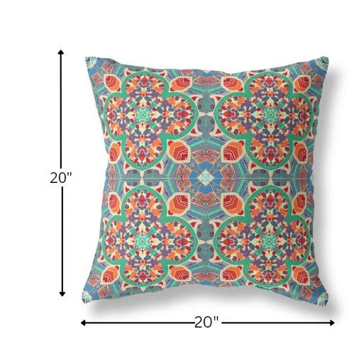 18" Orange Green Cloverleaf Boho Suede Throw Pillow