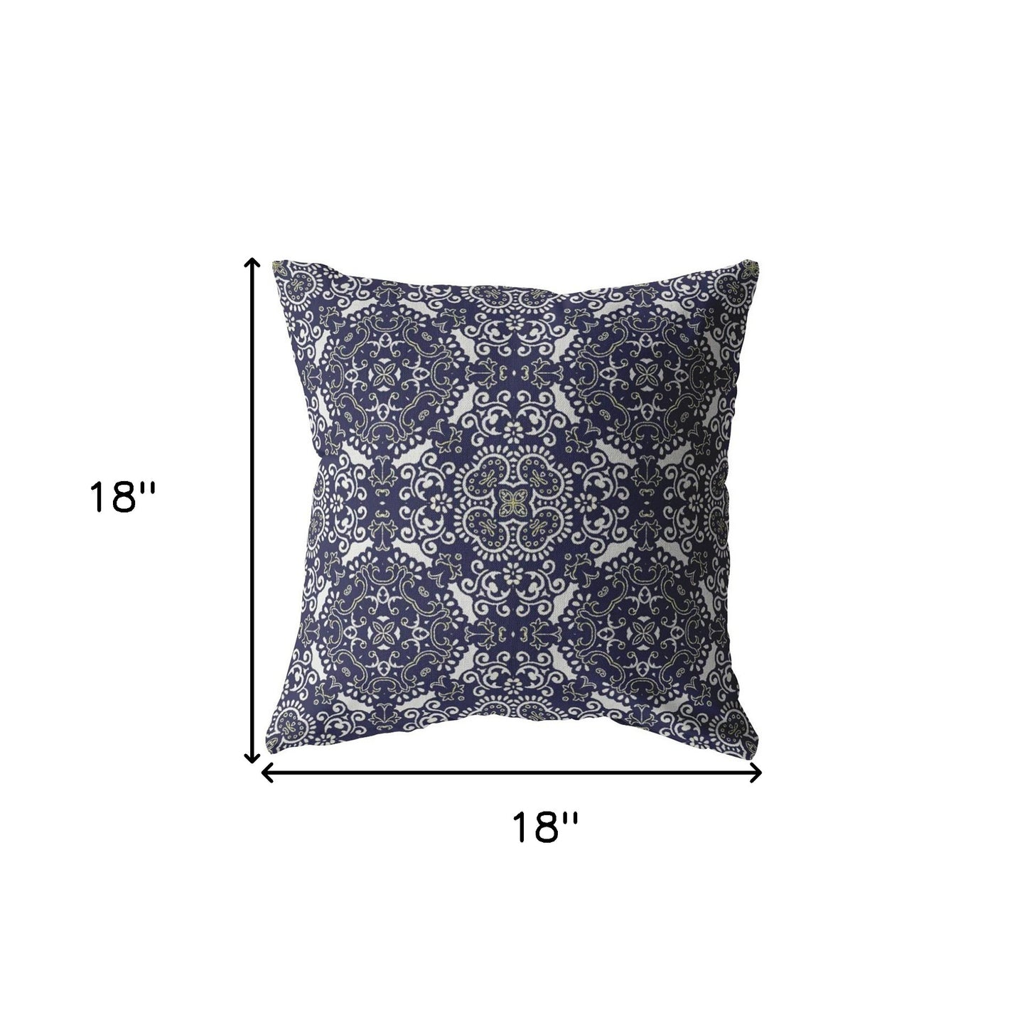 18" Navy Boho Pattern Decorative Suede Throw Pillow