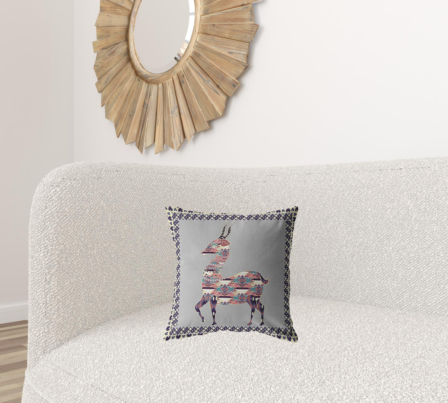 16" Purple Cream Boho Deer Suede Throw Pillow