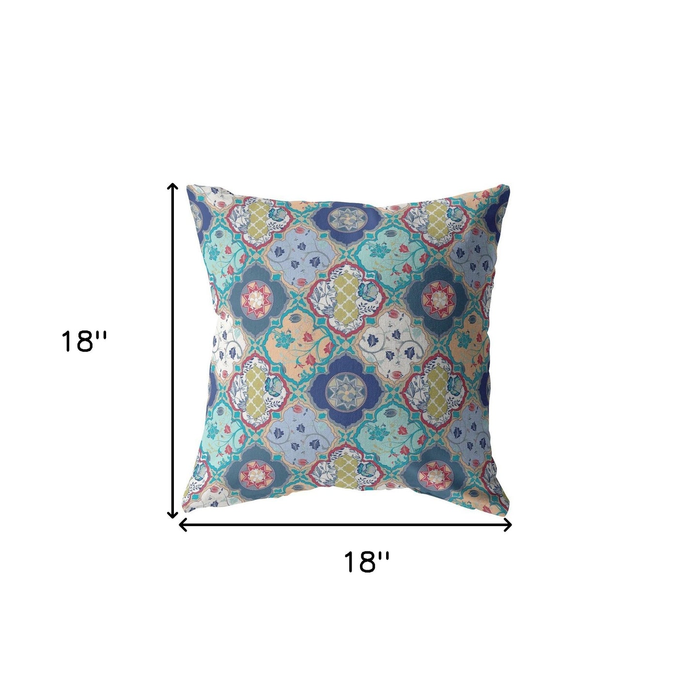 18” Blue Peach Trellis Suede Throw Pillow