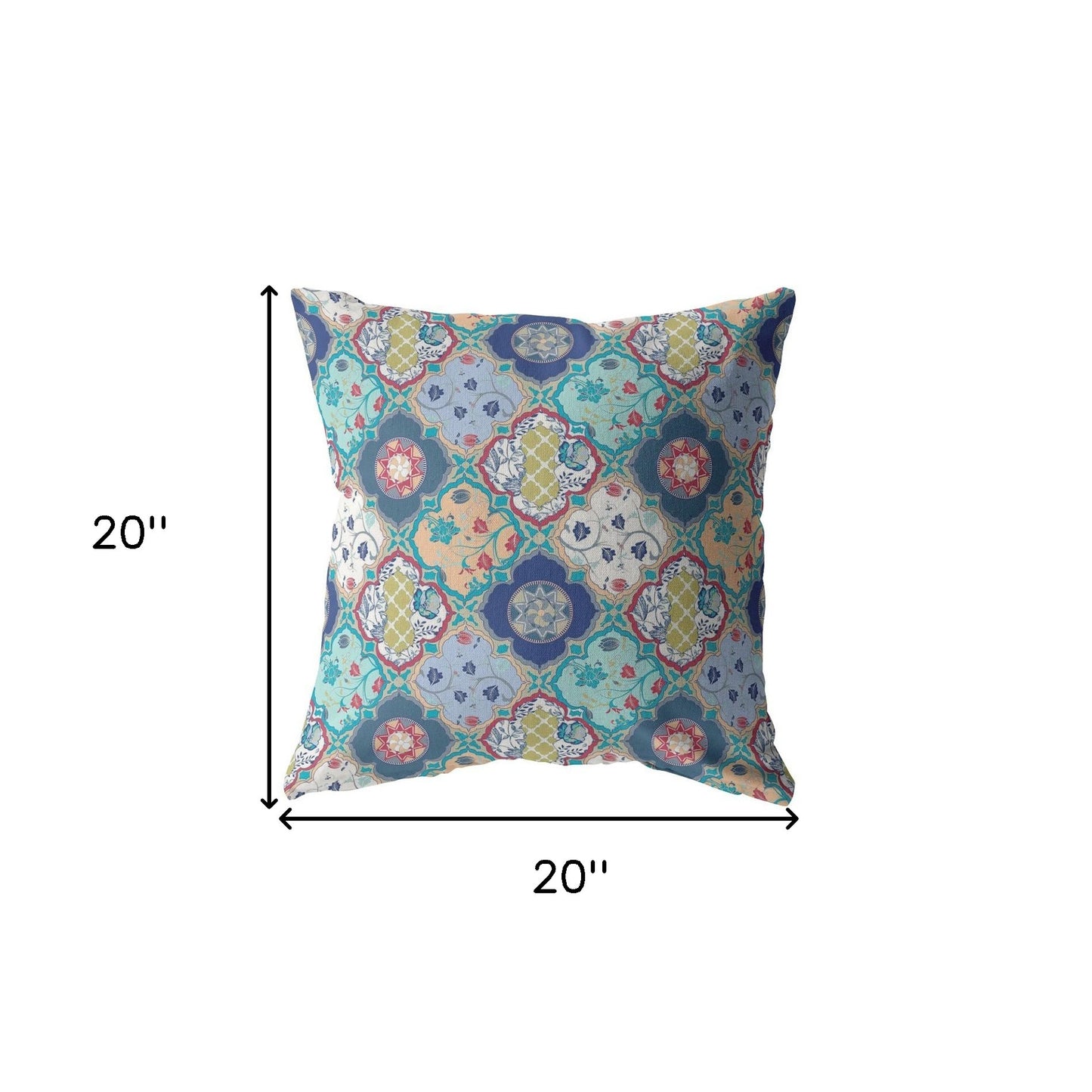 18” Blue Peach Trellis Suede Throw Pillow