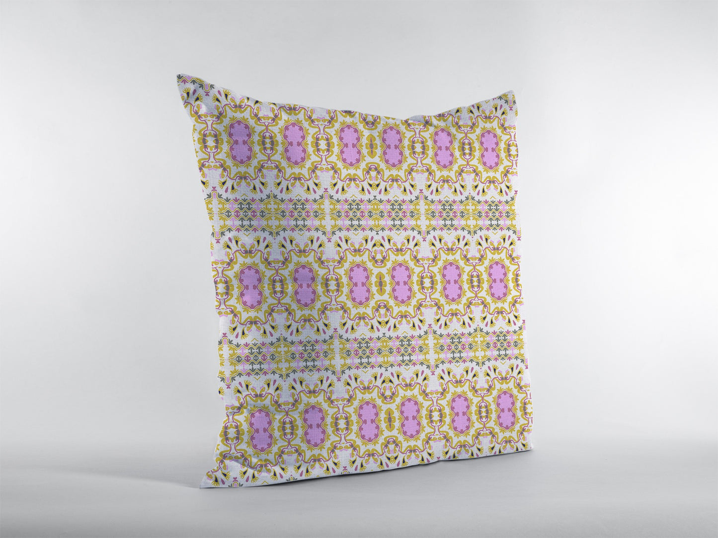 18” Yellow Lavender Geofloral Suede Throw Pillow