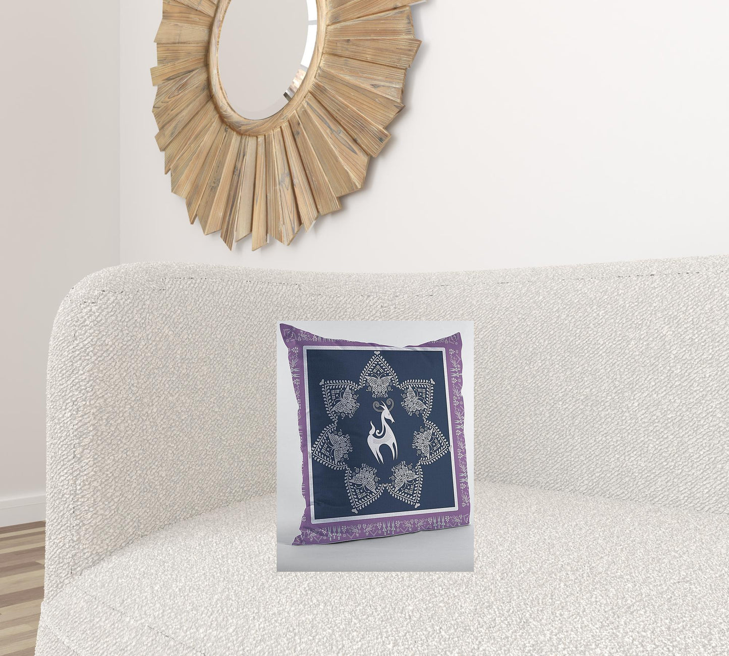 18” Navy Purple Horse Suede Throw Pillow