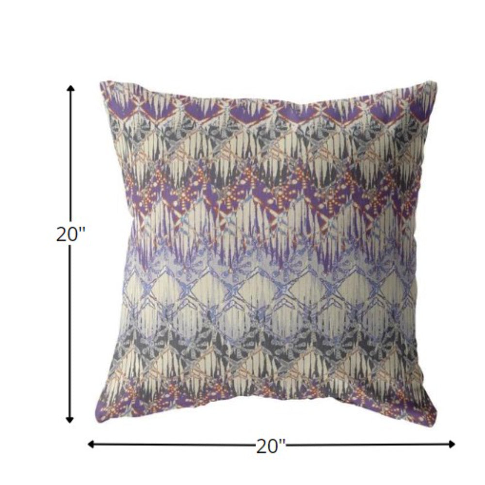18” Magenta Cream Hatch Decorative Suede Throw Pillow