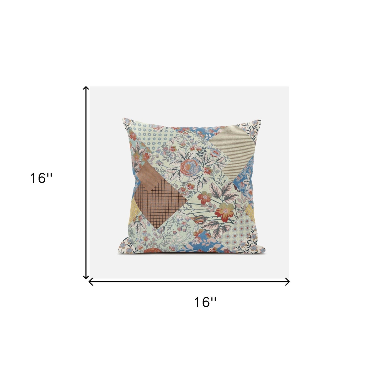 16" Orange Yellow Floral Zippered Suede Throw Pillow