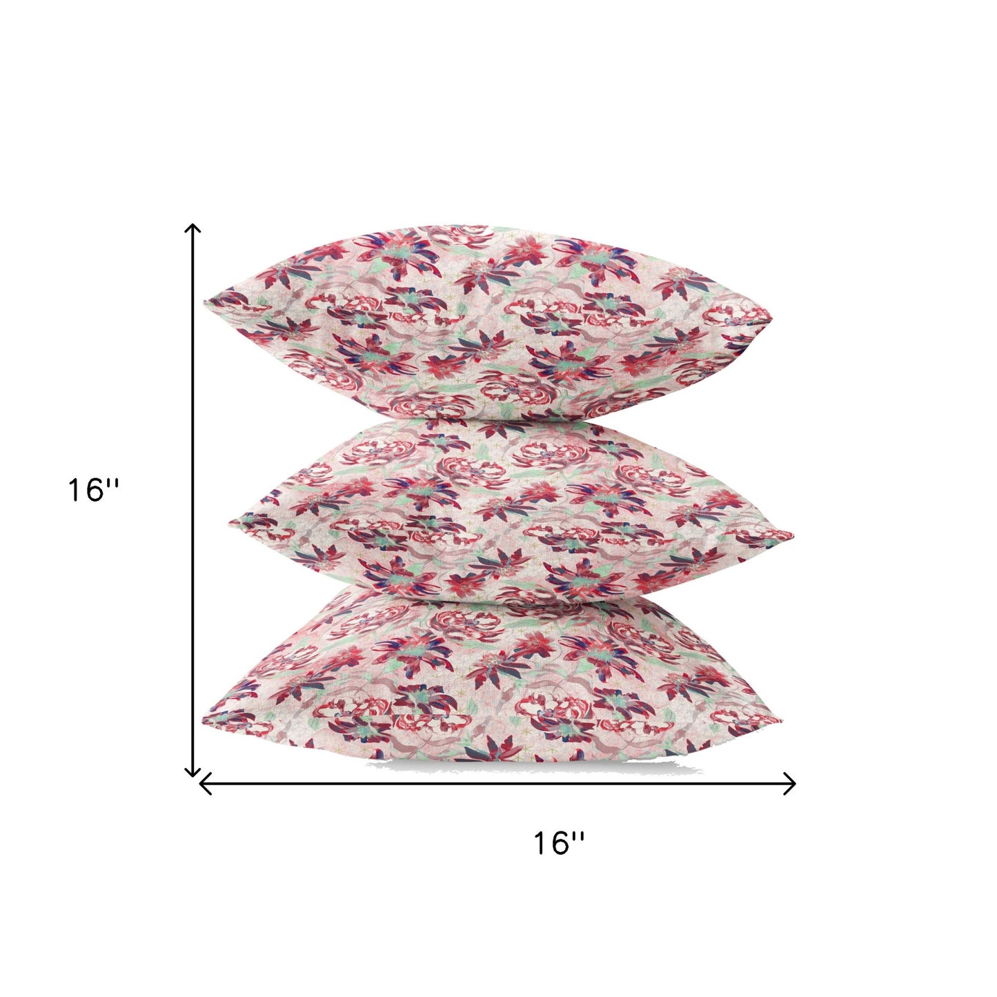16" Red White Roses Zippered Suede Throw Pillow