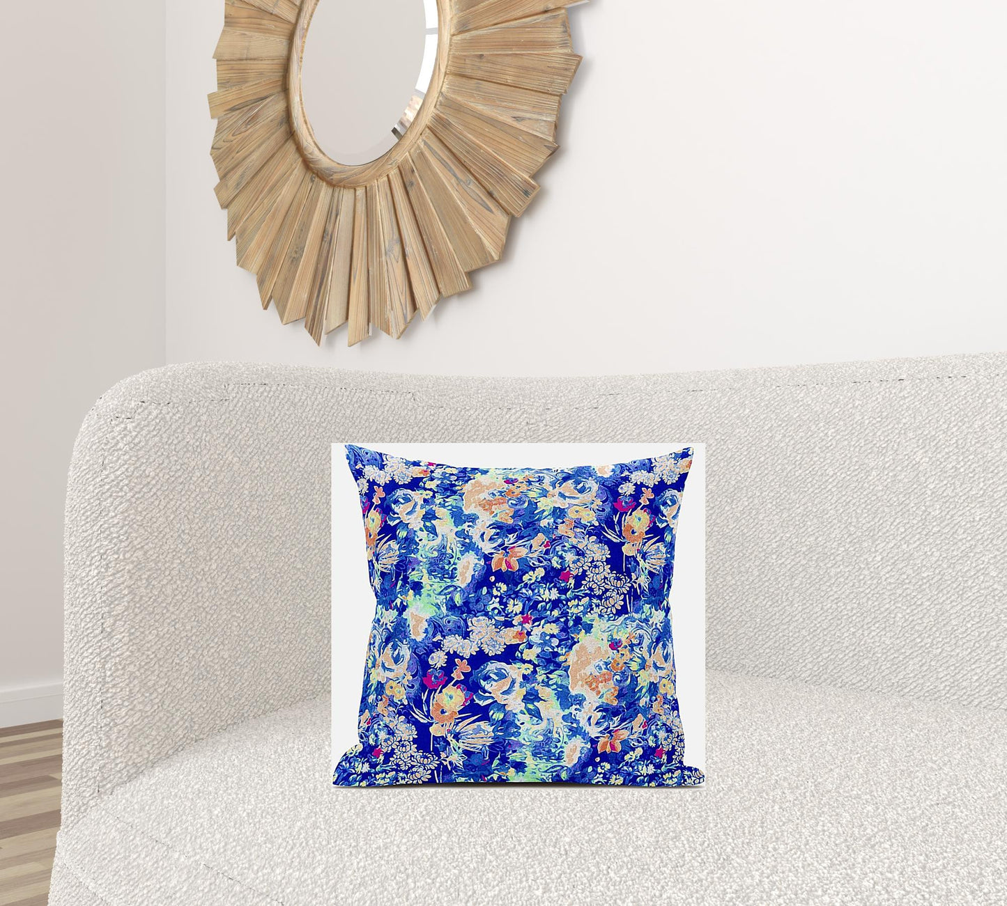 18" Bright Blue Springtime Zippered Suede Throw Pillow