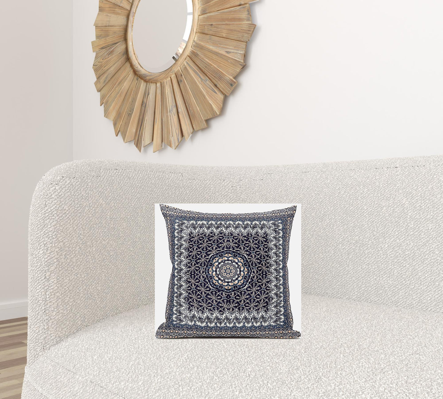 16” Gray Peach Holy Floral Zippered Suede Throw Pillow