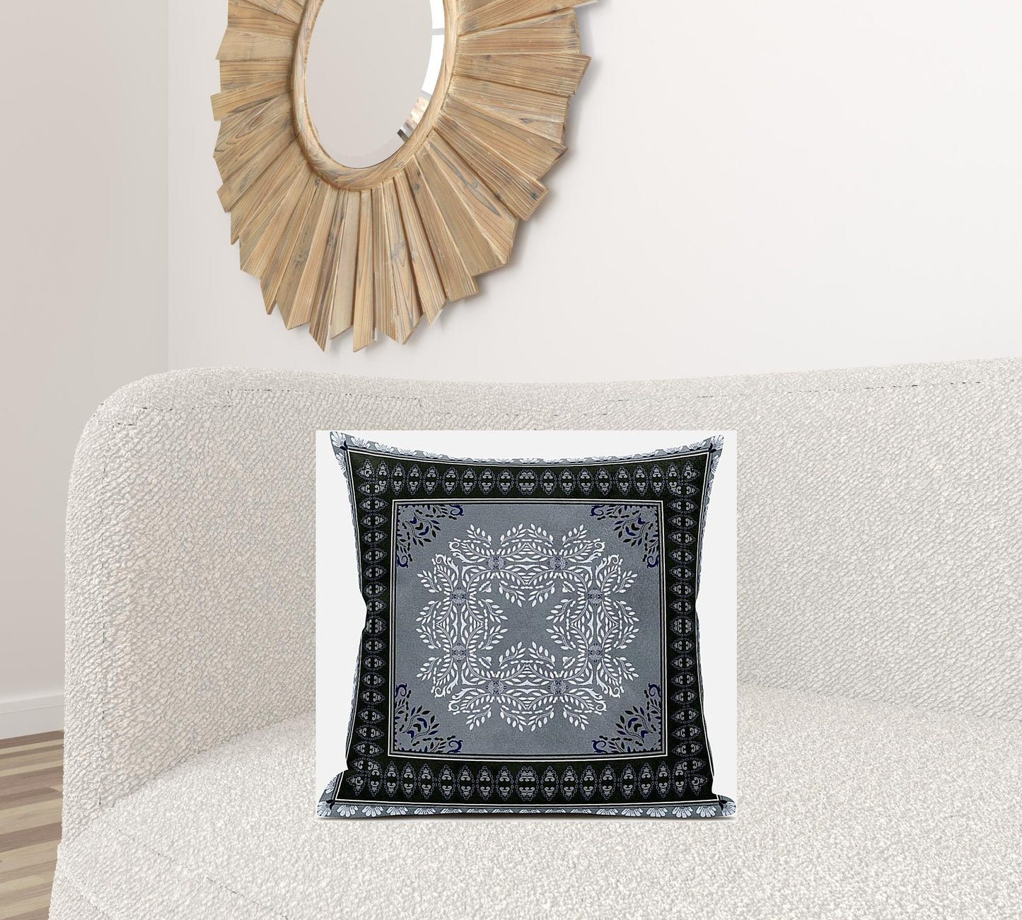 20" X 20" Gray Green Pink Geometric Zippered Suede Throw Pillow