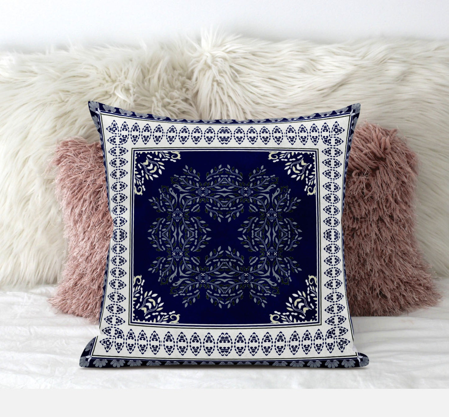 16" X 16" Muted Magenta Cream Geometric Zippered Suede Throw Pillow