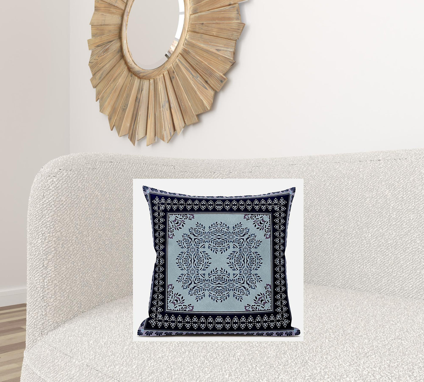 20" X 20" Green and White Geometric Suede Zippered Pillow