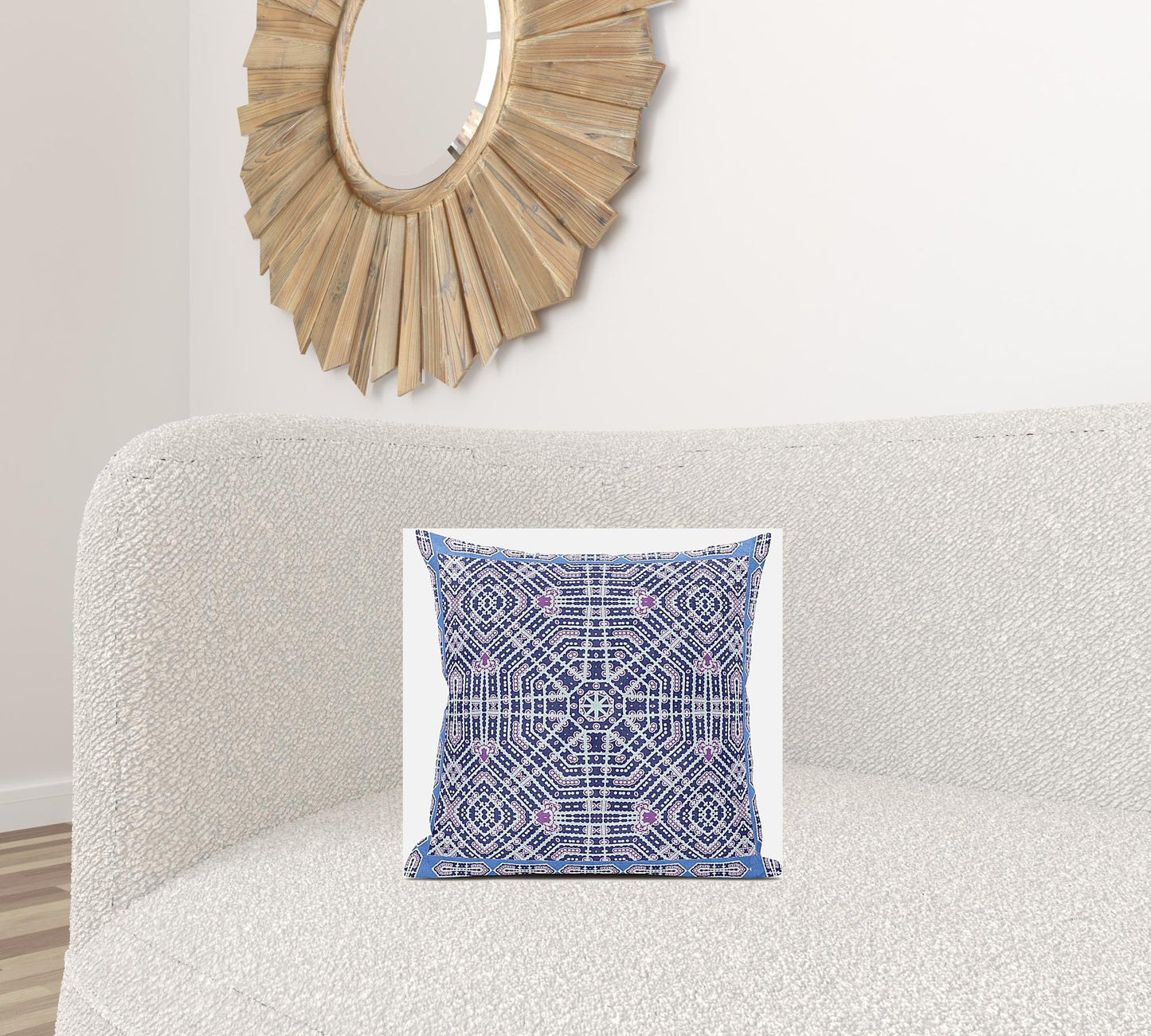 16” Lilac Blue Geostar Zippered Suede Throw Pillow