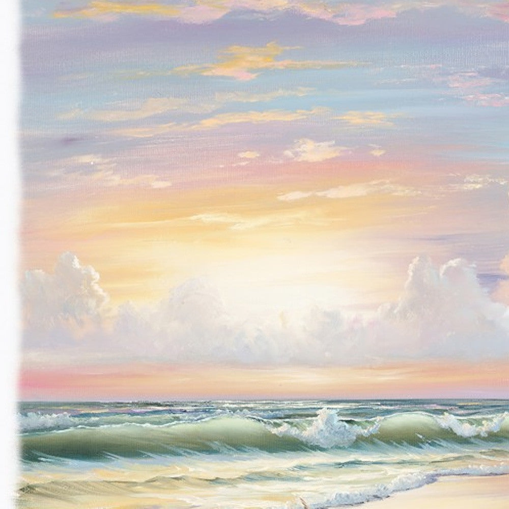 Golden Sunset On Crystal Cove 2 White Wrapped Canvas Print Wall Art