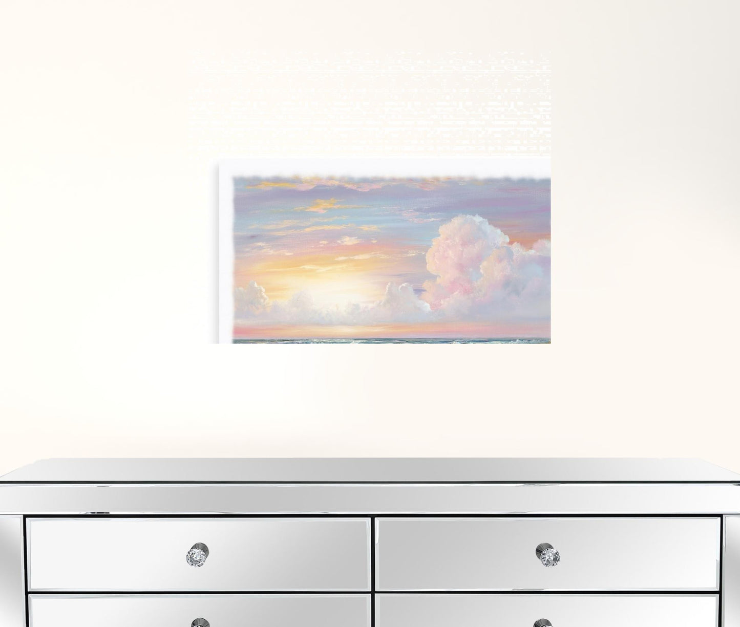 Golden Sunset On Crystal Cove 2 White Wrapped Canvas Print Wall Art