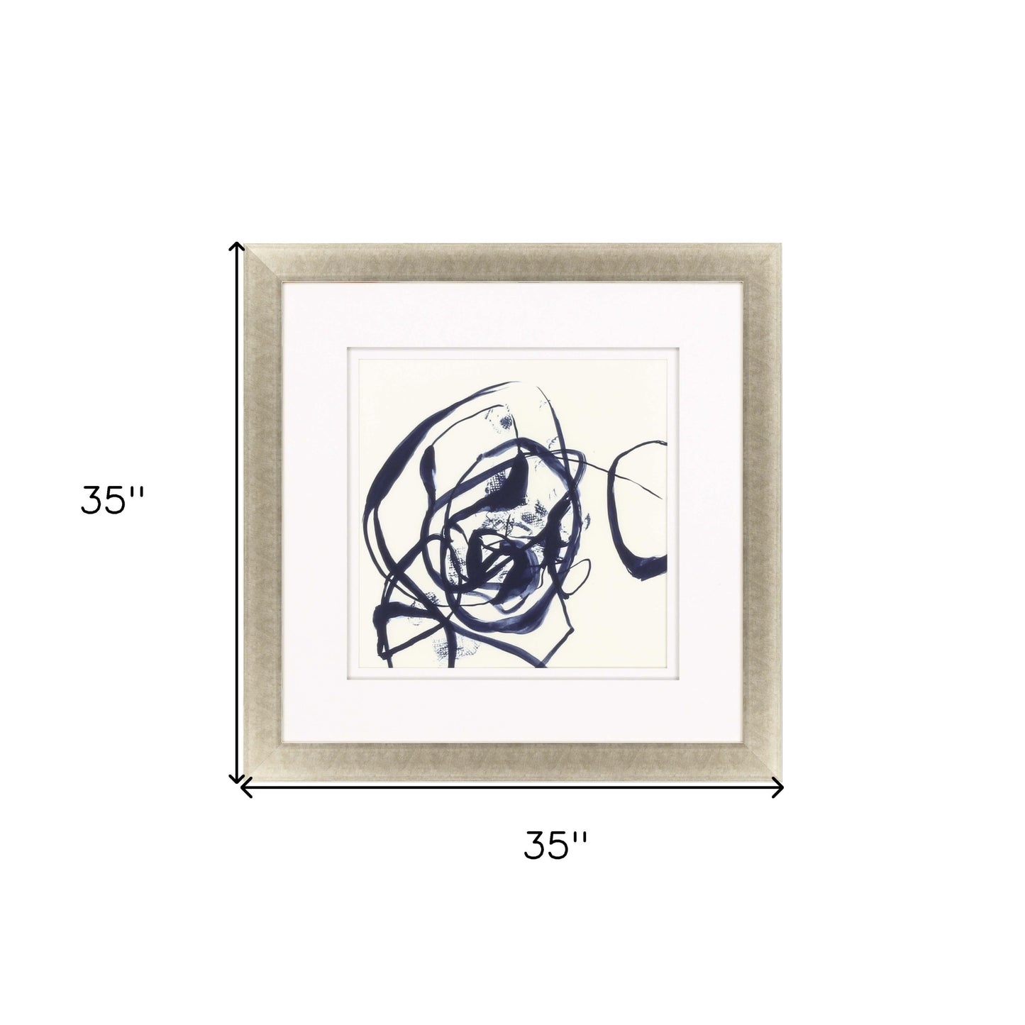 Indigo Abstract Ribbons II Framed Art Gold Picture Frame Print Wall Art