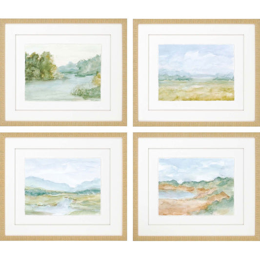 Set Of Four Watercolour Set Of 4 Framed Art Gold Picture Frame Print Wall Art