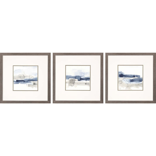 Set Of Three Shoreline Blues I Set Of 3 Framed Art Silver Picture Frame Print Wall Art