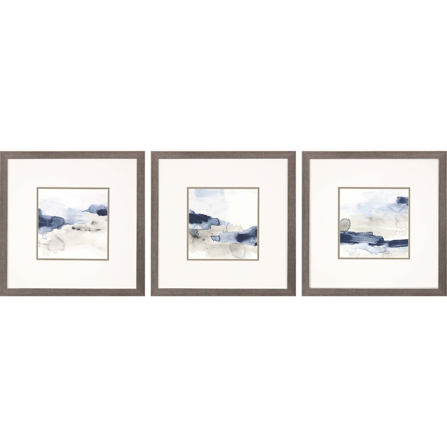 Set Of Three Shoreline Blues Iii Set Of 3 Framed Art Silver Picture Frame Print Wall Art