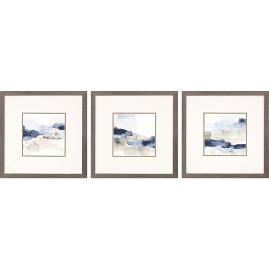 Set Of Three Shoreline Blues Iii Set Of 3 Framed Art Silver Picture Frame Print Wall Art