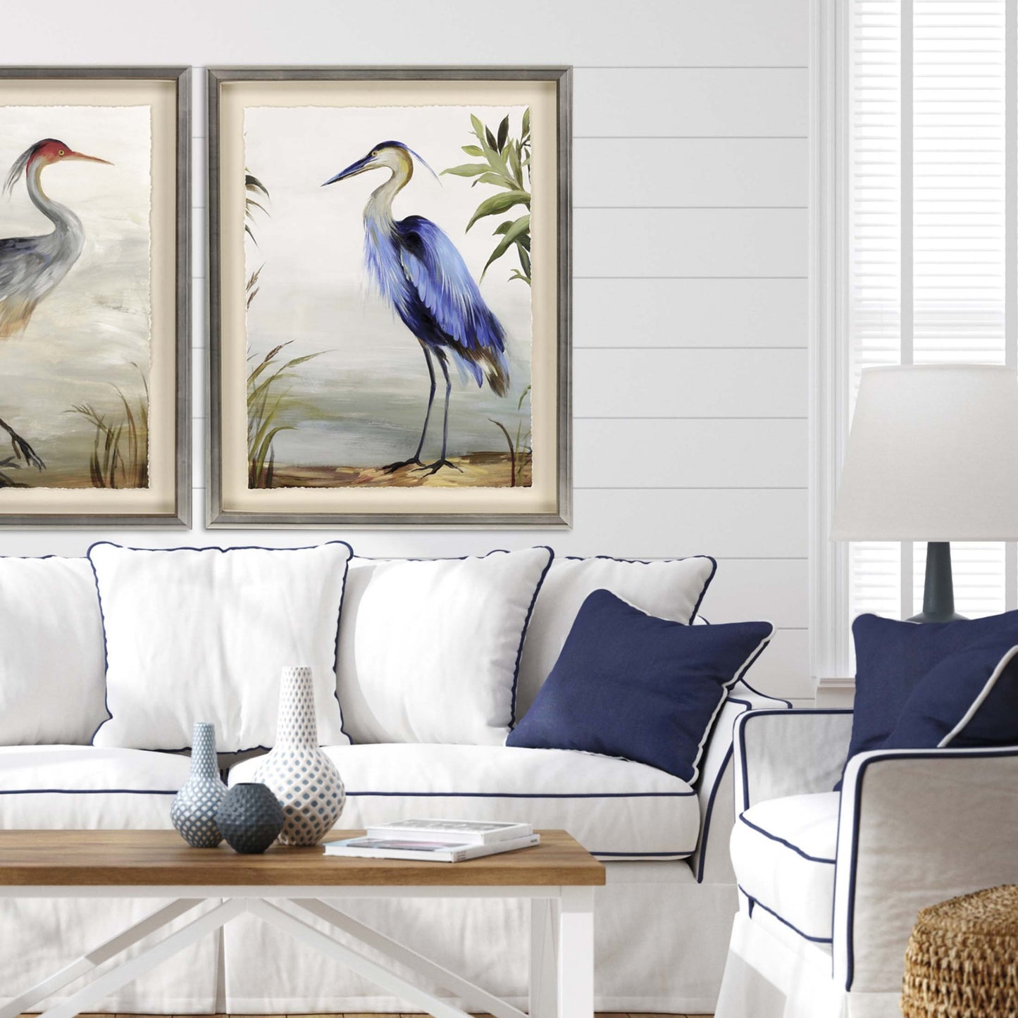 Blue Heron Framed Art Silver Picture Frame Print Wall Art